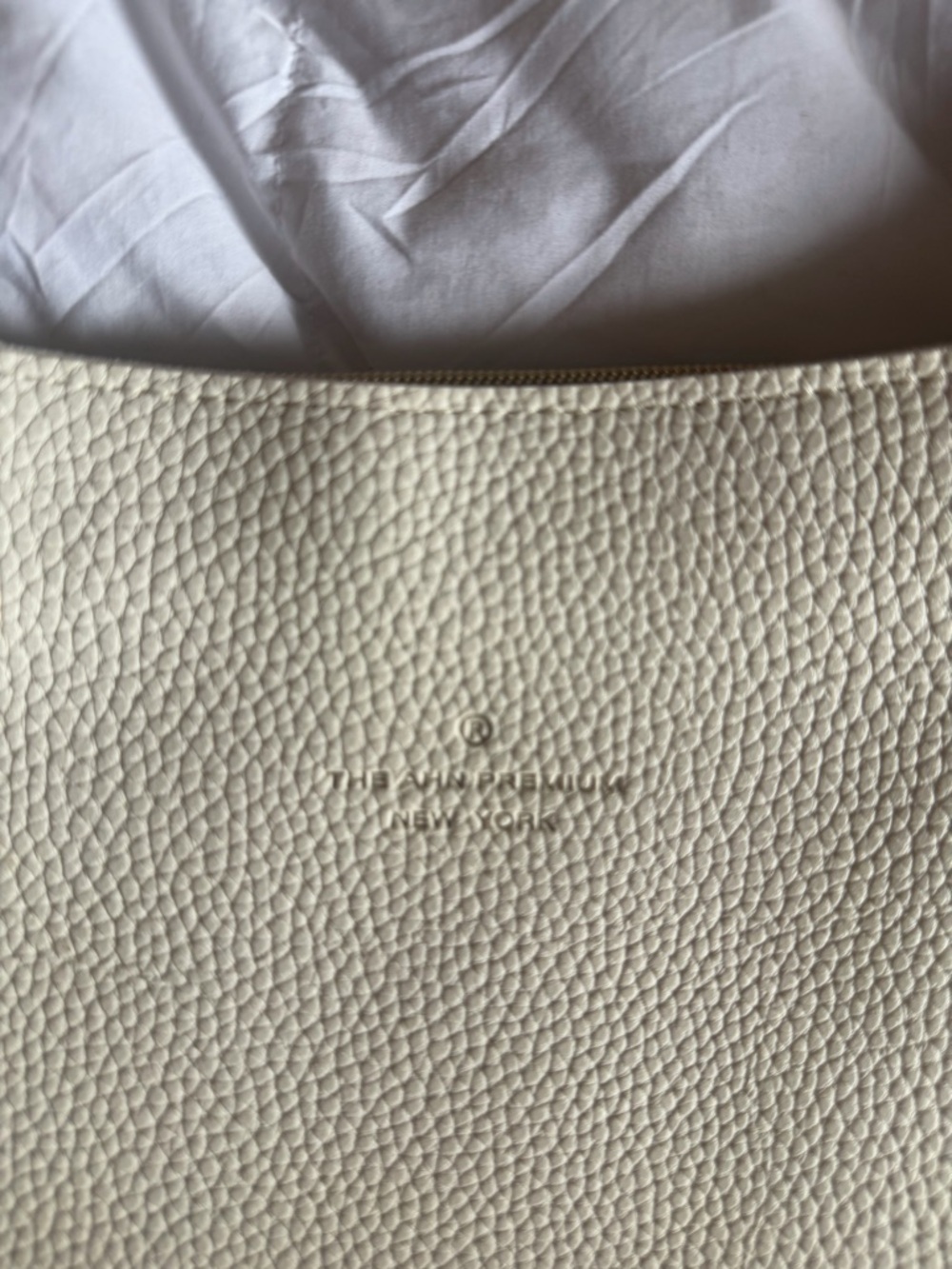 The Ahn Premium New York Cream White Pebbled Leather Hobo Bag - Picture 2 of 7